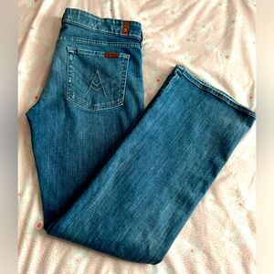 7 For All Mankind A-Pocket Indigo Med. Wash Flare Jeans Women’s Size 32